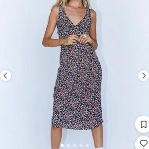 Princess Polly Low Back Floral Midi Dress Size 6